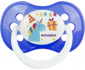 Unicornio de cumpleaños - nombre: Chupete anatómica personnalisée