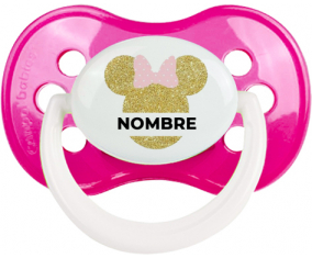 Disney Minnie Golden Ears Nudo rosa con nombre: Chupete anatómica