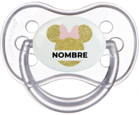 Disney Minnie Golden Ears Nudo rosa con nombre: Chupete anatómica