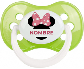 Disney Minnie Black Ears Nudo rosa con nombre: Chupete anatómico