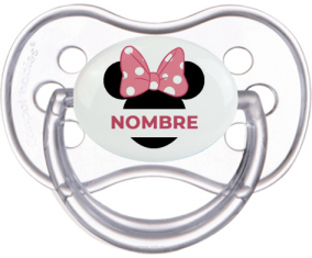 Disney Minnie Black Ears Nudo rosa con nombre: Chupete anatómico