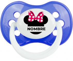 Disney Minnie Knot guisantes blancos rosados con nombre: Chupete anatómica personnalisée