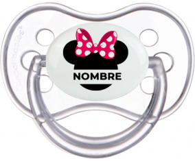 Disney Minnie Knot guisantes blancos rosados con nombre: Chupete anatómica