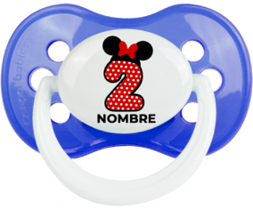 Disney Minnie Número 2 blanco rojo lunar salpica mariposa roja con nombre: Chupete anatómica personnalisée