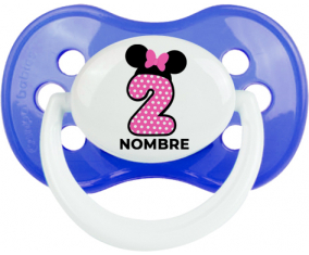 Disney Minnie Número 2 rosa rosa polka puntos mariposa rosa con nombre: Chupete anatómica personnalisée