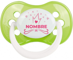 Diseño del corazón de la corona rosa-1 con nombre: Chupete anatómica