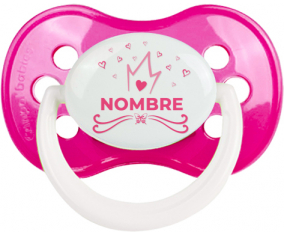 Diseño del corazón de la corona rosa-1 con nombre: Chupete anatómica