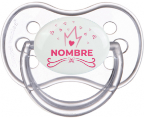 Diseño del corazón de la corona rosa-1 con nombre: Chupete anatómica