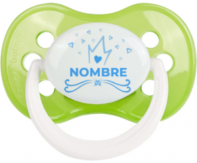 Diseño de corazón de corona azul-1 con nombre: Chupete anatómica