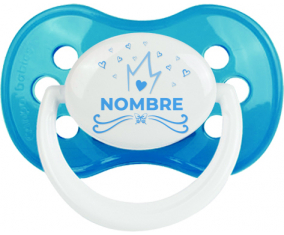 Diseño de corazón de corona azul-1 con nombre: Chupete anatómica