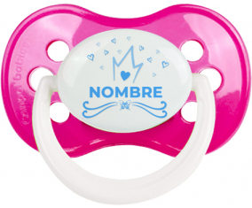 Diseño de corazón de corona azul-1 con nombre: Chupete anatómica