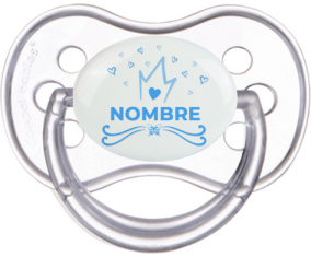 Diseño de corazón de corona azul-1 con nombre: Chupete anatómica