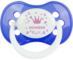 Diseño del corazón de la corona rosa-2 con nombre: Chupete anatómica personnalisée