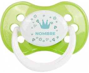 Diseño de corazón de corona azul-2 con nombre: Chupete anatómica