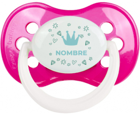Diseño de corazón de corona azul-2 con nombre: Chupete anatómica