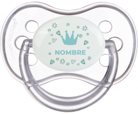 Diseño de corazón de corona azul-2 con nombre: Chupete anatómica