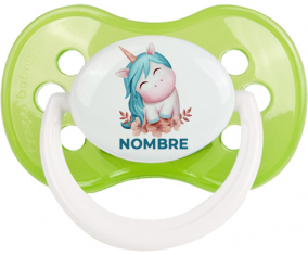 Unicornio turquesa con nombre: Chupete anatómica
