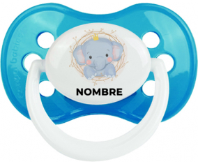 Elefante corona amarilla con nombre: Chupete anatómica