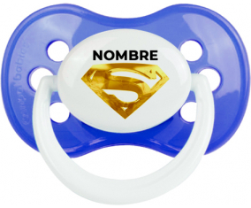 Logotipo de Golden Superman con nombre: Chupete anatómica personnalisée