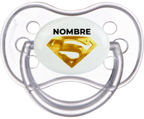 Logotipo de Golden Superman con nombre: Chupete anatómica