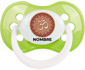 Om aum Diseño sánscrito-1 con nombre: Chupete anatómica