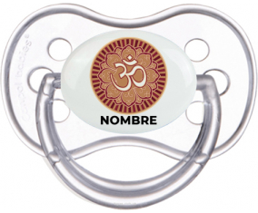 Om aum Diseño sánscrito-1 con nombre: Chupete anatómica