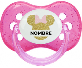 Disney Minnie Golden Ears Nudo rosa con nombre: Chupete Cereza