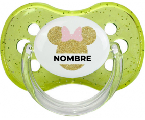 Disney Minnie Golden Ears Nudo rosa con nombre: Chupete Cereza