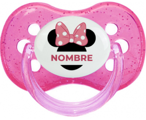 Disney Minnie Orejas Negras Nudo rosa con nombre: Chupete Cereza