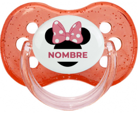 Disney Minnie Orejas Negras Nudo rosa con nombre: Chupete Cereza