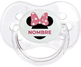 Disney Minnie Orejas Negras Nudo rosa con nombre: Chupete Cereza