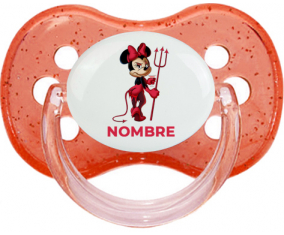 Disney Devil Minnie Orejas Negras Nudo rosa con nombre: Chupete Cereza