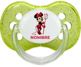 Disney Devil Minnie Orejas Negras Nudo rosa con nombre: Chupete Cereza
