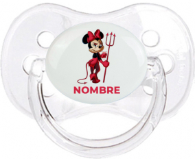Disney Devil Minnie Orejas Negras Nudo rosa con nombre: Chupete Cereza