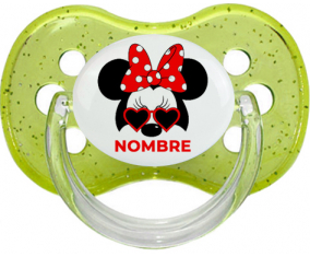 Disney Minnie Knot blanco rojo polka puntos bisel rojo con nombre: Chupete Cereza