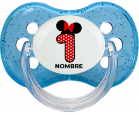 Disney Minnie Número 1 blanco rojo lunar salpica mariposa roja con nombre: Chupete Cereza personnalisée