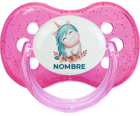 Unicornio turquesa con nombre: Chupete Cereza