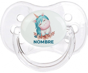 Unicornio turquesa con nombre: Chupete Cereza
