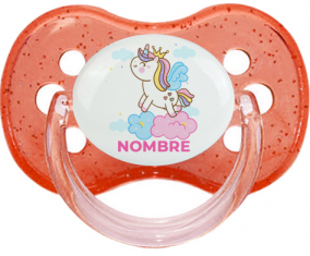 Unicornio con corona en la nube con nombre: Chupete Cereza