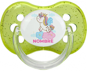 Unicornio con corona en la nube con nombre: Chupete Cereza