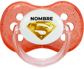 Logotipo de Superman Dorado con nombre: Chupete Cereza