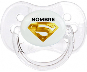 Logotipo de Superman Dorado con nombre: Chupete Cereza