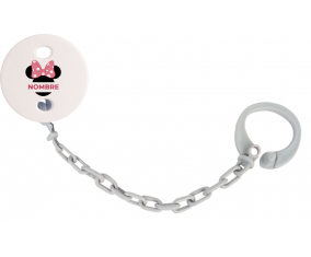 Disney Minnie Orejas Negras Nudo rosa con nombre: Pinza para chupete