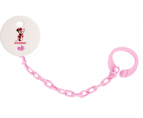 Disney Devil Minnie Black Ears Nudo rosa con nombre: Pinza para chupete