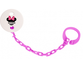 Disney Minnie Knot lunares blancos rosados con nombre: Pinza para chupete