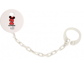 Disney Minnie Número 2 blanco rojo lunar salpica mariposa roja con nombre: Pinza para chupete