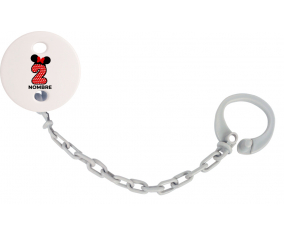 Disney Minnie Número 2 blanco rojo lunar salpica mariposa roja con nombre: Pinza para chupete