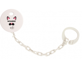 Gato rosa con nombre: Pinza para chupete