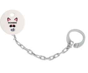 Gato rosa con nombre: Pinza para chupete