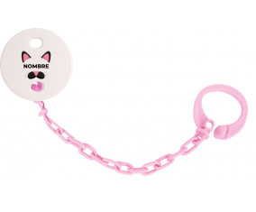 Gato rosa con nombre: Pinza para chupete